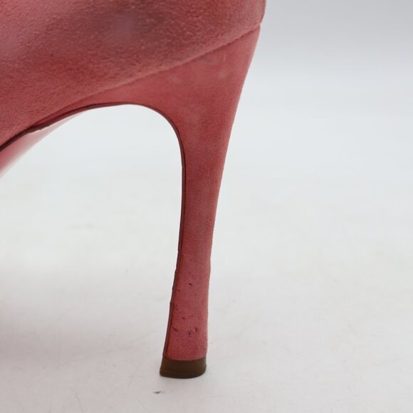 Yves Saint Laurent Women's Size EU 37.5 Light Pink Suede Peep Toe Platform Pumps - Picture 11 of 11